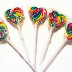 Lolliland Lollipops - Rainbow Mini Heart Lollipop 24pc