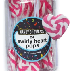 Lolliland Lollipops - Pink N White Mini Heart Lollipop 24pc