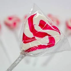 Lolliland Lollipops - Pink N White Mini Heart Lollipop 24pc