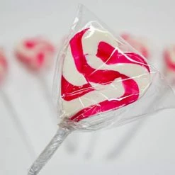 Lolliland Lollipops - Pink N White Mini Heart Lollipop 24pc