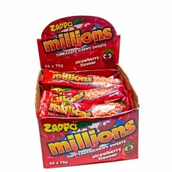 Sunshine Confectionery Candy, LOLLIES & Confectionery Zappo Millions Strawberry 75g Packet