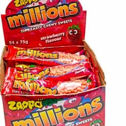Sunshine Confectionery Candy, LOLLIES & Confectionery Zappo Millions Strawberry 75g Packet