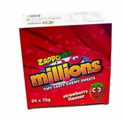 Sunshine Confectionery Zappo Millions Strawberry Box Candy, LOLLIES & Confectionery