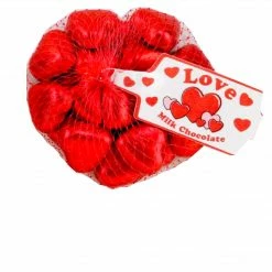 Lolliland Hearts - Milk Chocolate 77g Bag - Red Foil Hearts Red-Coloured Lollies