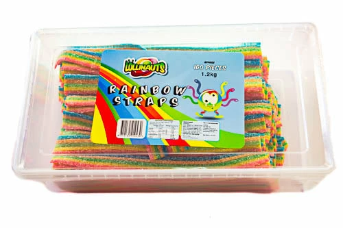 Lolliland Rainbow Sour Straps - Tub 1.2kg SOUR Lollies