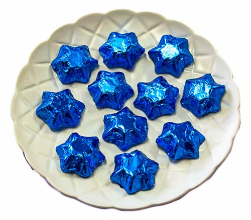 Paul's Confectionery Chocolates - Milk, Dark & White Stars - Chocolate Foil Stars - Electric Blue
