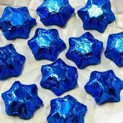 Paul's Confectionery Chocolates - Milk, Dark & White Stars - Chocolate Foil Stars - Electric Blue