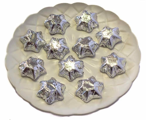 Chocolate Gems Chocolates - Milk, Dark & White Stars - Chocolate Foil Stars - Silver