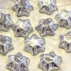 Chocolate Gems Chocolates - Milk, Dark & White Stars - Chocolate Foil Stars - Silver