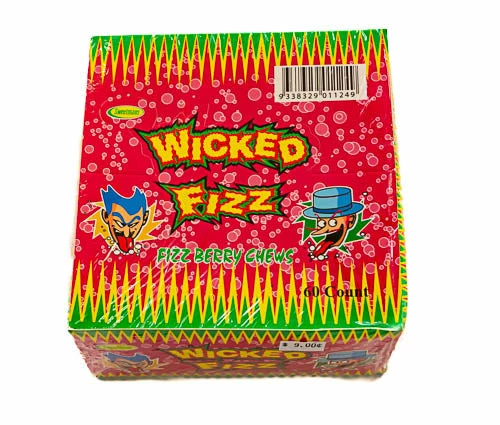 Sweetmans SOUR Lollies Wicked Fizz Strawberry - Box